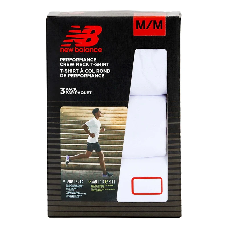 NEW BALANCE - Paquet de 3 T-Shirt à Col Rond de Performance