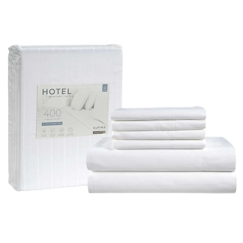 HOTEL SIGNATURE SATEEN - Ensemble de Drap 6 Pièces Supima
