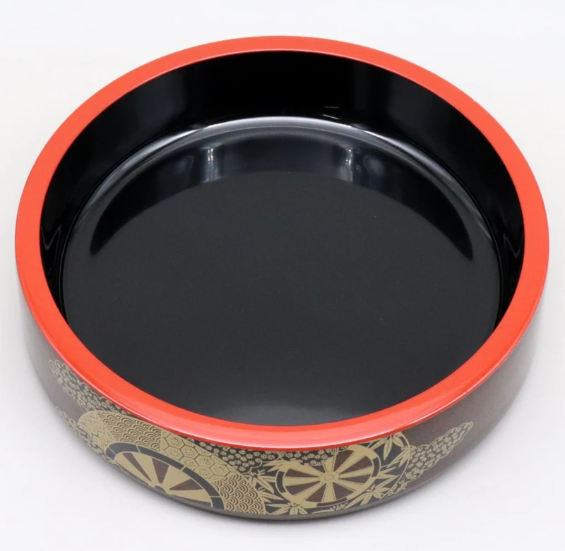 Sushi Fuji-Style Serving Tub Nashiji Goshoguruma 22cm x 5.5cm