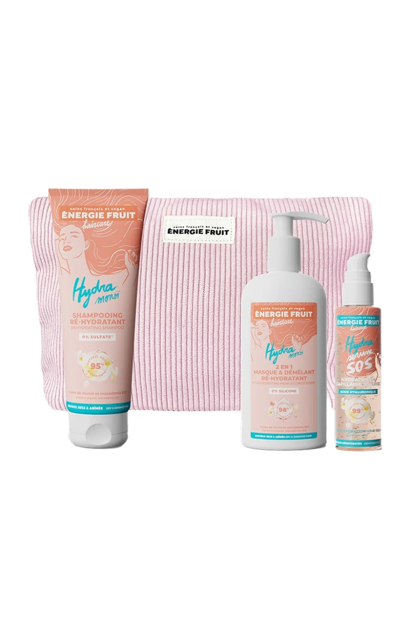 Trousse routine hydratante - Monoï & huile de macadamia bio - Cheveux abîmés - 3 produits