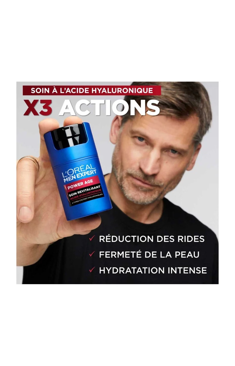 Soin revitalisant anti-âge - Power Age - Acide hyaluronique - Homme - Visage