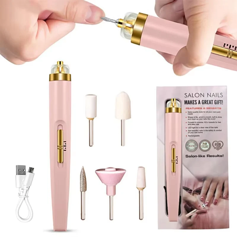 LIMA ELETTRICA PER UNGHIE 5-IN-1 – STRUMENTO PER MANICURE PORTATILE CON LUCE
