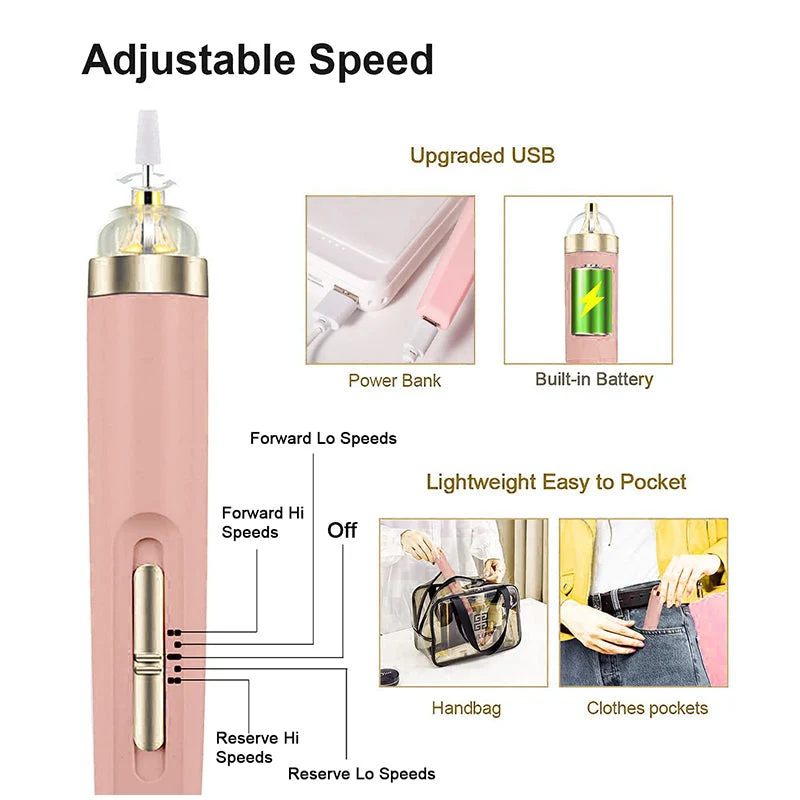 LIMA ELETTRICA PER UNGHIE 5-IN-1 – STRUMENTO PER MANICURE PORTATILE CON LUCE