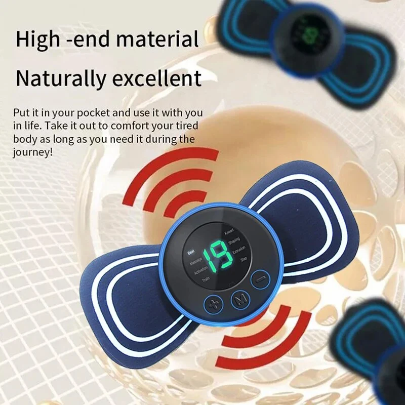 Massaggiatore Elettrico Mini Portatile per il Collo con Pad e Telecomando | Massaggiatore Intelligente