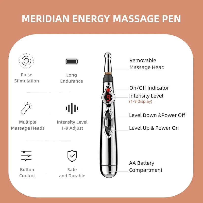 Penna per Agopuntura Elettronica - Penna per Massaggio Energetico dei Meridiani per il Sollievo dal Dolore