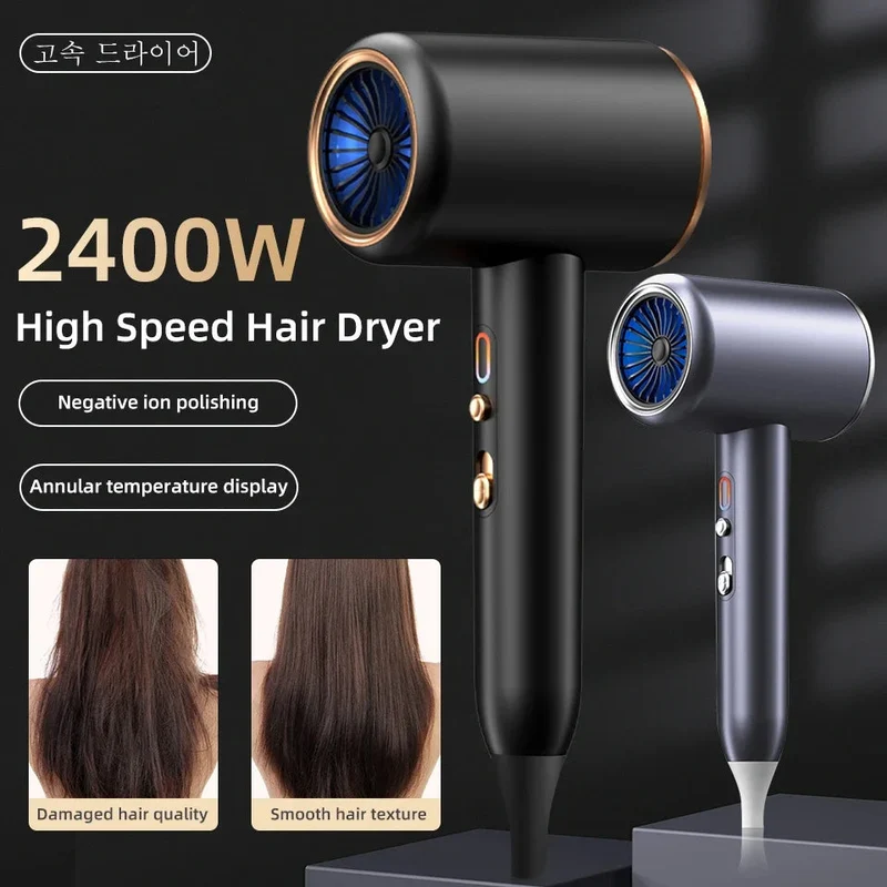 Asciugacapelli Professionale 2400W con Aria Fredda e Calda - Ioni Negativi - Asciugacapelli Potente per Risultati da Salone