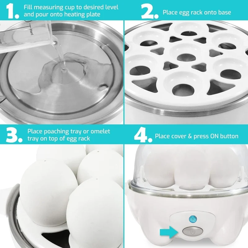 Cuocitore per Uova – Cottura Rapida, Uova in Poché e Preparazione di Omelette con Spegnimento Automatico
