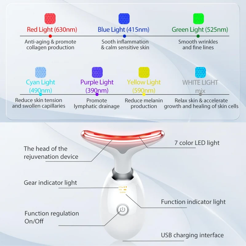 Massaggiatore Facciale RadiantGlow a 7 Colori