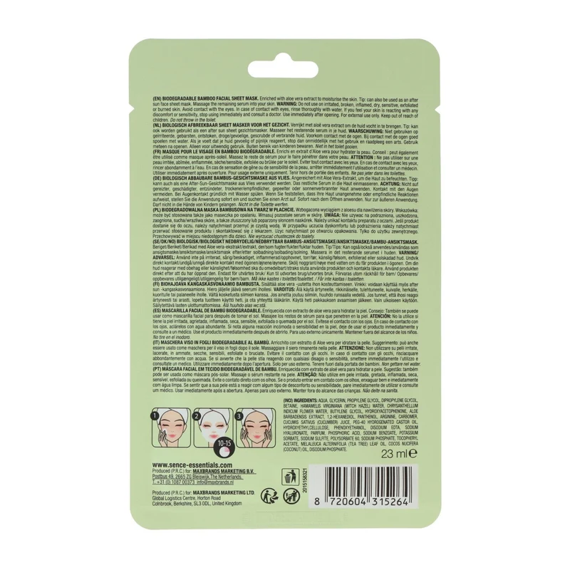 Masque visage en tissu à l'aloe vera