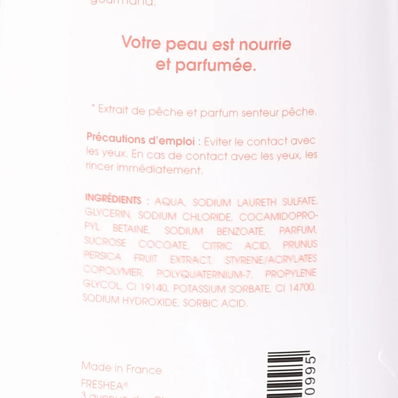 Gel douche hydratant à la pêche