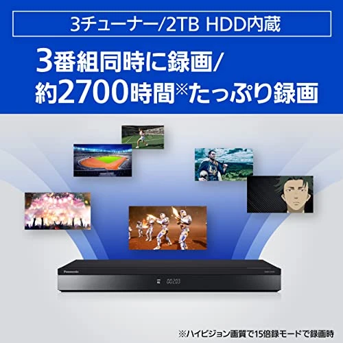 Panasonic DIGA DMR-4T203 2TB 3‑Tuner Blu‑ray Recorder w/ 4K 3‑Ch Rec AC100V