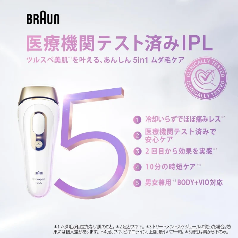 Braun Silk-expert Pro 5 IPL Hair Removal Device PL5387 VIO 3 Attachments White/Gold
