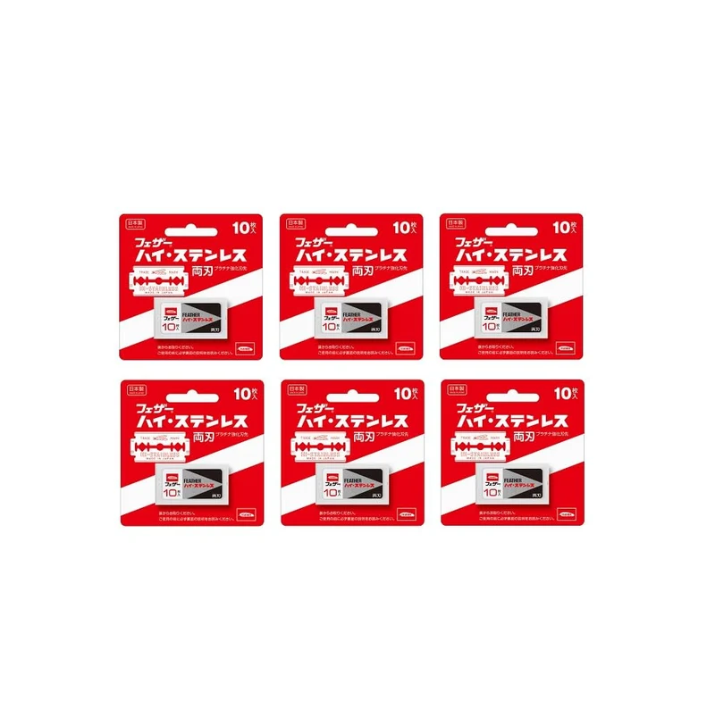 Feather Hi-Stainless Double Edge Razor Blade Refills Pack of 10 Blades