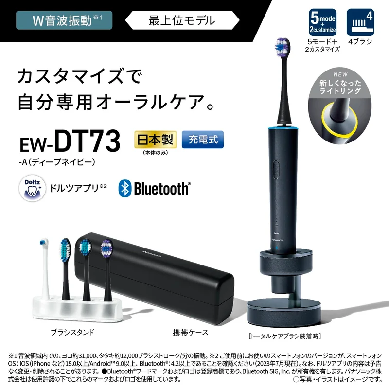 Panasonic Sonic Vibration Bluetooth Rechargeable Toothbrush EW-DT73-A Navy AC100-240V