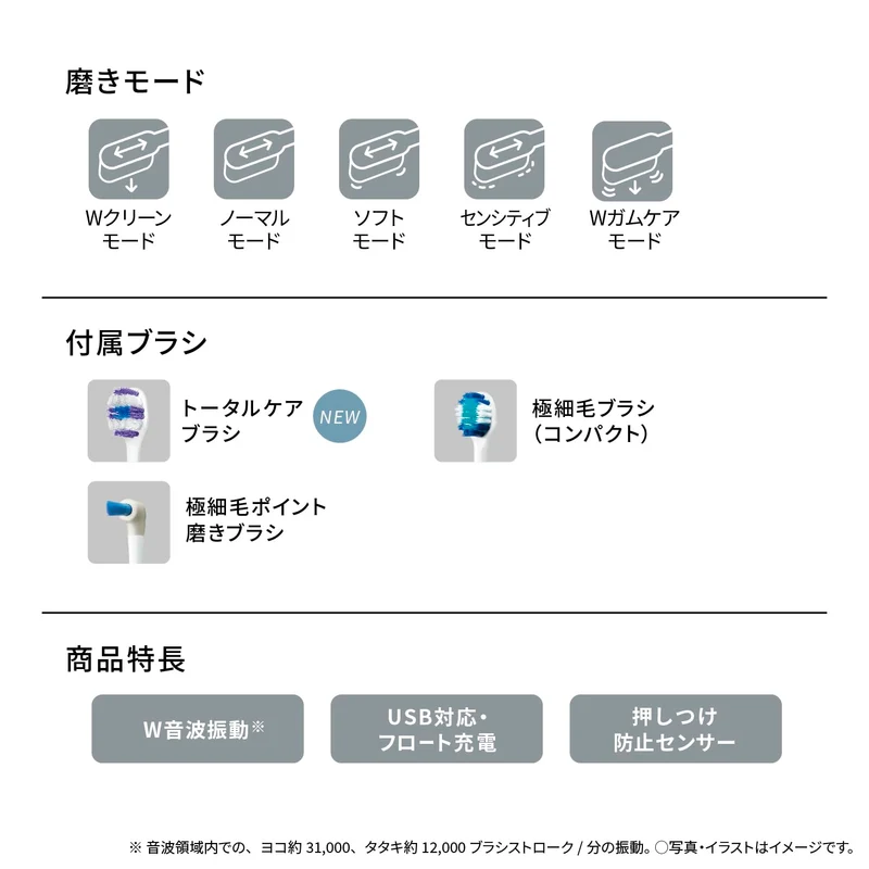 Panasonic Sonic Vibration Toothbrush EW-DP57-S Silver High Grade Model AC100-240V