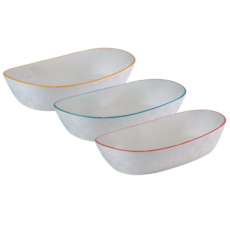 Ensemble de 3 Bols Carrés en Porcelaine