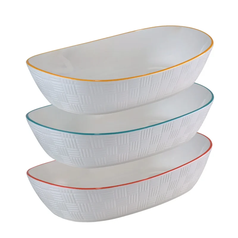 Ensemble de 3 Bols Carrés en Porcelaine