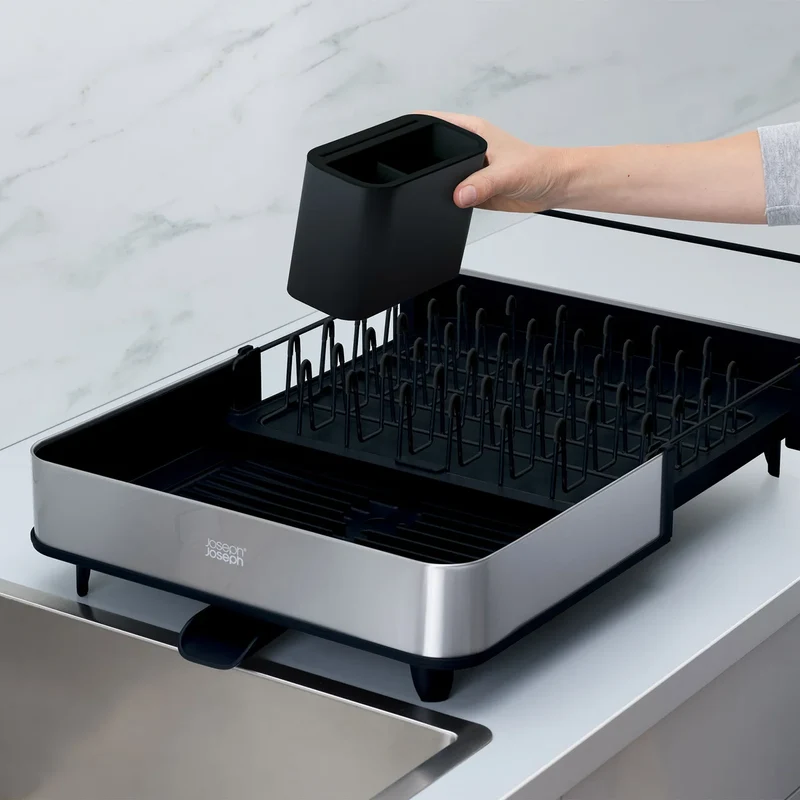 JOSEPH JOSEPH - Égouttoir à Vaisselle Extensible avec Bec Verseur Extend Steel