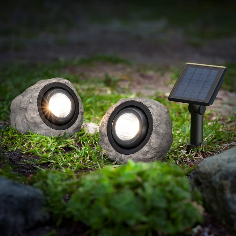 KODA - Paquet de 2 Projecteurs Solaire à DEL Aspect Pierre