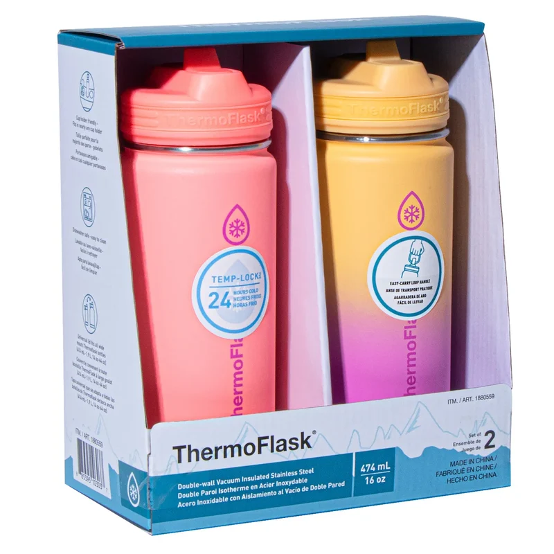 THERMOFLASK - Ensemble de 2 Bouteilles d'Eau de 474 ml