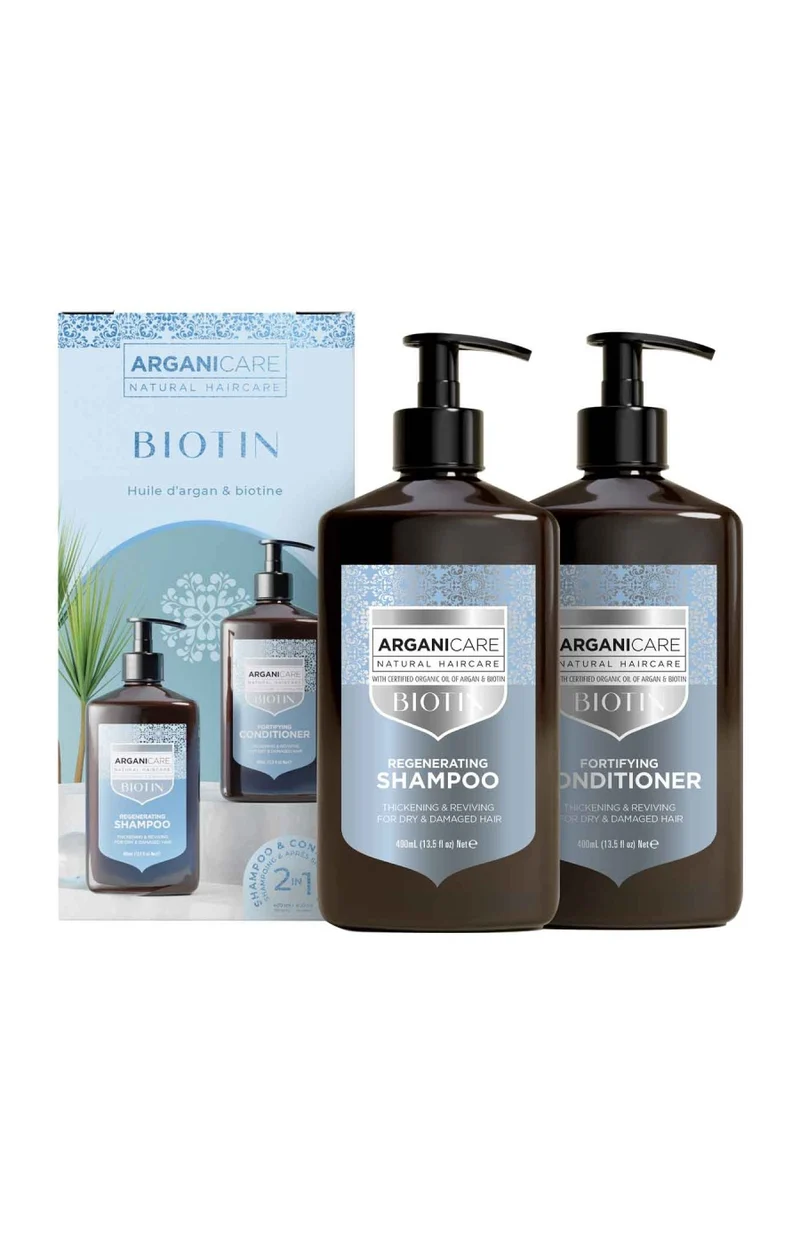 Coffret shampoing & après-shampoing réparateur - Biotine - Cheveux secs & abîmés - 2 x 400 ml