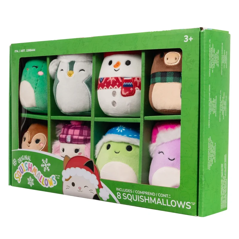 SQUISHMALLOWS - Ensemble de 8 Peluches d'Hiver