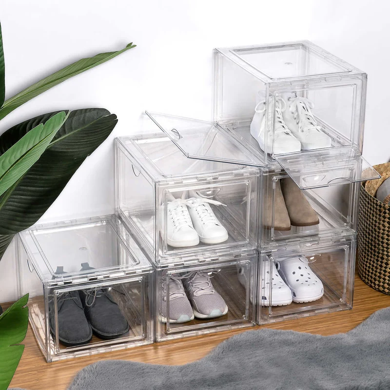 Paquet de 4 Boîtes à Chaussures Empilables
