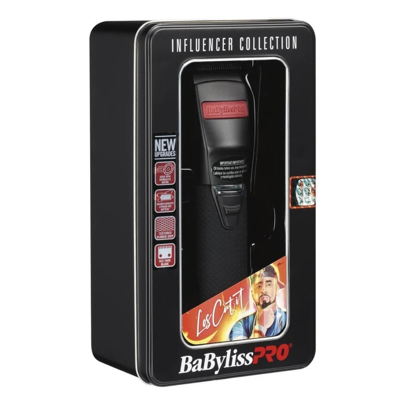 Tondeuse métallique sans fil avec pile lithium-ion "FX870RI Boost+" Édition Influenceur "Los Cut It" - Noir et Rouge