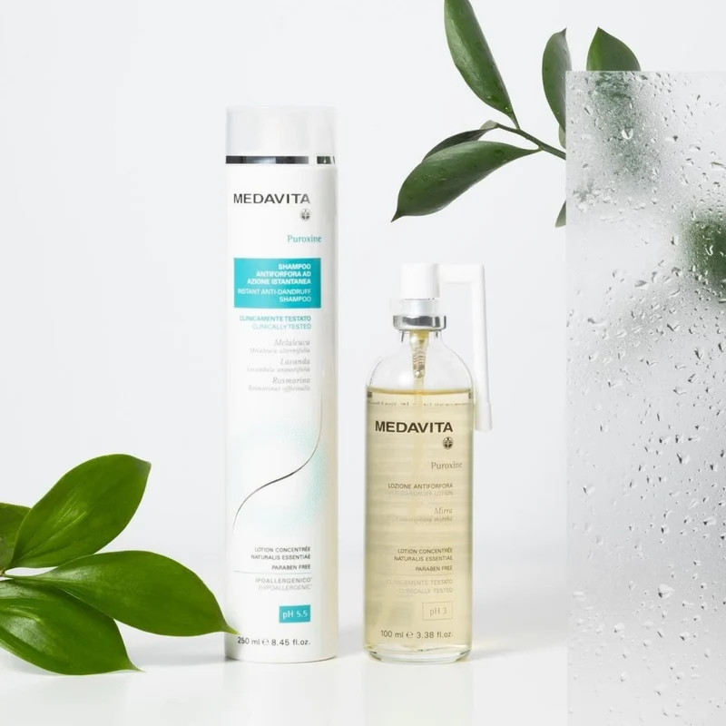 Ensemble "Solution Antipellicules Puroxine" Shampoing et Lotion purifiante pellicules libres - Pour cuir chevelu avec problème de pellicules (250ml/8.45oz et 100ml/3.38oz)
