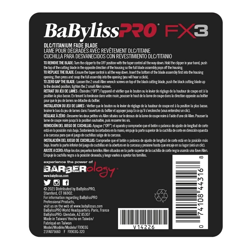 Lame de rechange pour tondeuse FX3 Lame pour dégradés ultra-mince DLC/Titane "FX903G" - Or