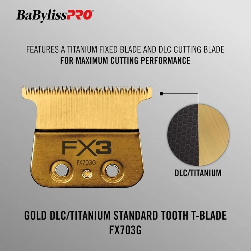 Lame de rechange pour tondeuse FX33T Lame en T à dents standard FX703G DLC/Titanium - Or
