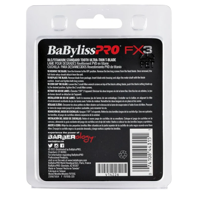 Lame de rechange pour tondeuse FX33T Lame en T à dents standard FX703G DLC/Titanium - Or