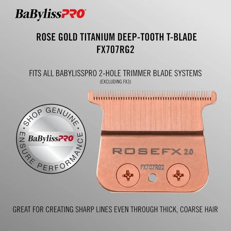 Lame de rechange pour tondeuse FX787 Lame en T à dents profondes de 2mm "FX707RG2" Titanium - Rose or