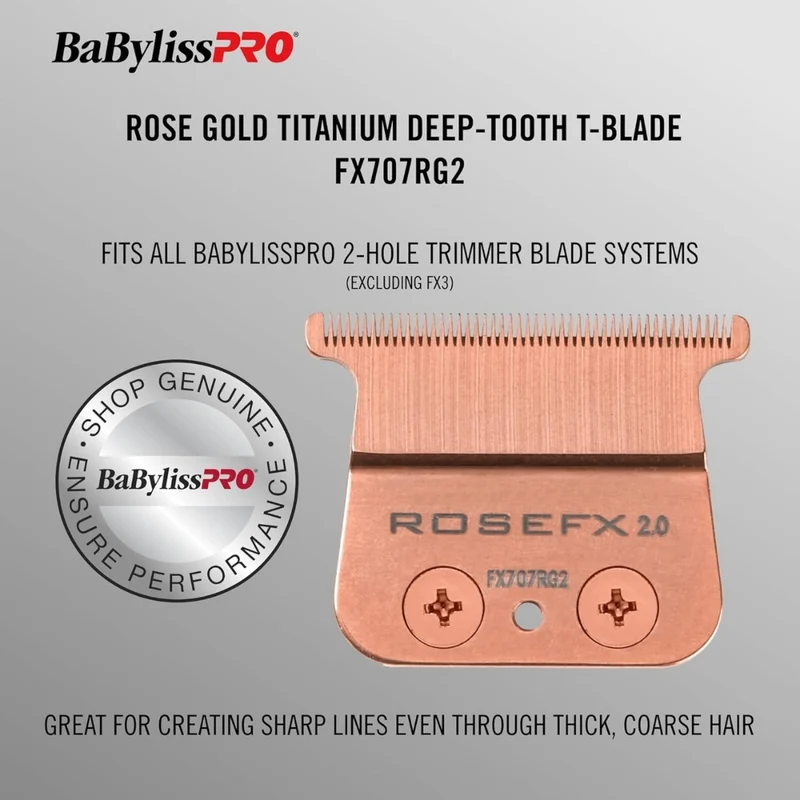 Lame de rechange pour tondeuse FX787 Lame en T à dents profondes de 2mm "FX707RG2" Titanium - Rose or