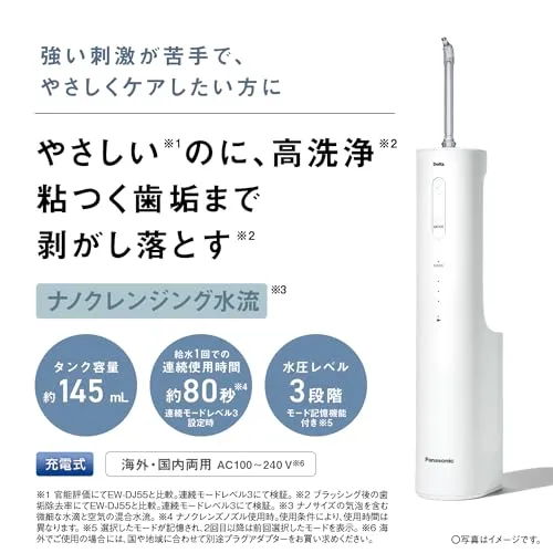 Panasonic Oral Rinser Jet Cleansing Washer Doltz White EW-NJ80-W AC100V-AC240V