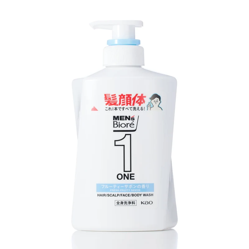 Mens Biore ONE All in One Full Body Wash Fruity Savon 480ml