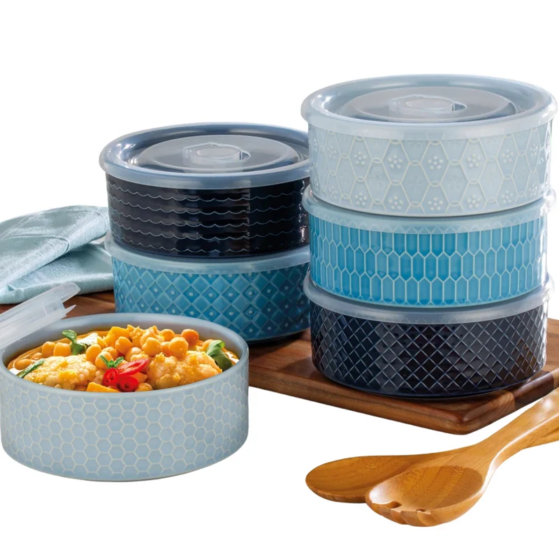 SIGNATURE HOUSEWARE - Ensemble de 6 Bols pour Micro-Ondes avec Couvercles