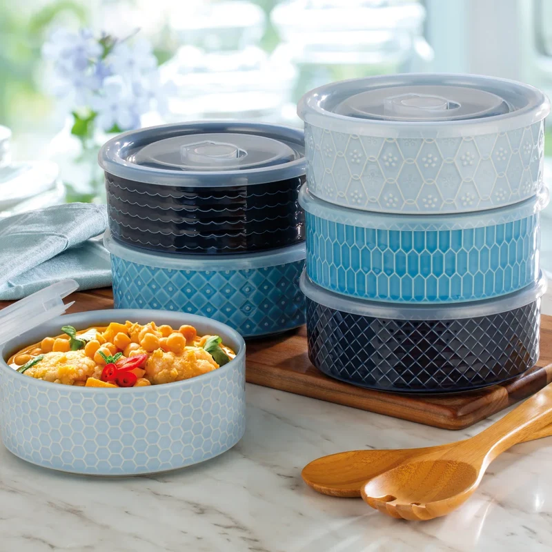 SIGNATURE HOUSEWARE - Ensemble de 6 Bols pour Micro-Ondes avec Couvercles