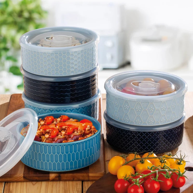 SIGNATURE HOUSEWARE - Ensemble de 6 Bols pour Micro-Ondes avec Couvercles