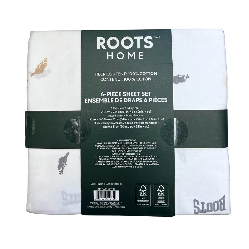 ROOTS HOME - Ensemble de Draps 6 Pièces