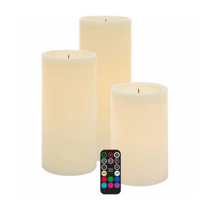 GLOW WICK - Ensembe de 3 Bougies de Cire DEL