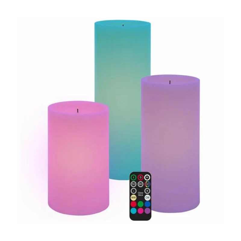 GLOW WICK - Ensembe de 3 Bougies de Cire DEL