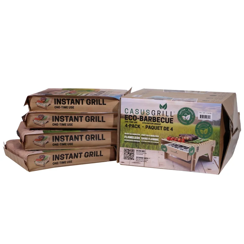 CASUSGRILL - Paquet de 4 Grills Jetables Eco-Barbecue