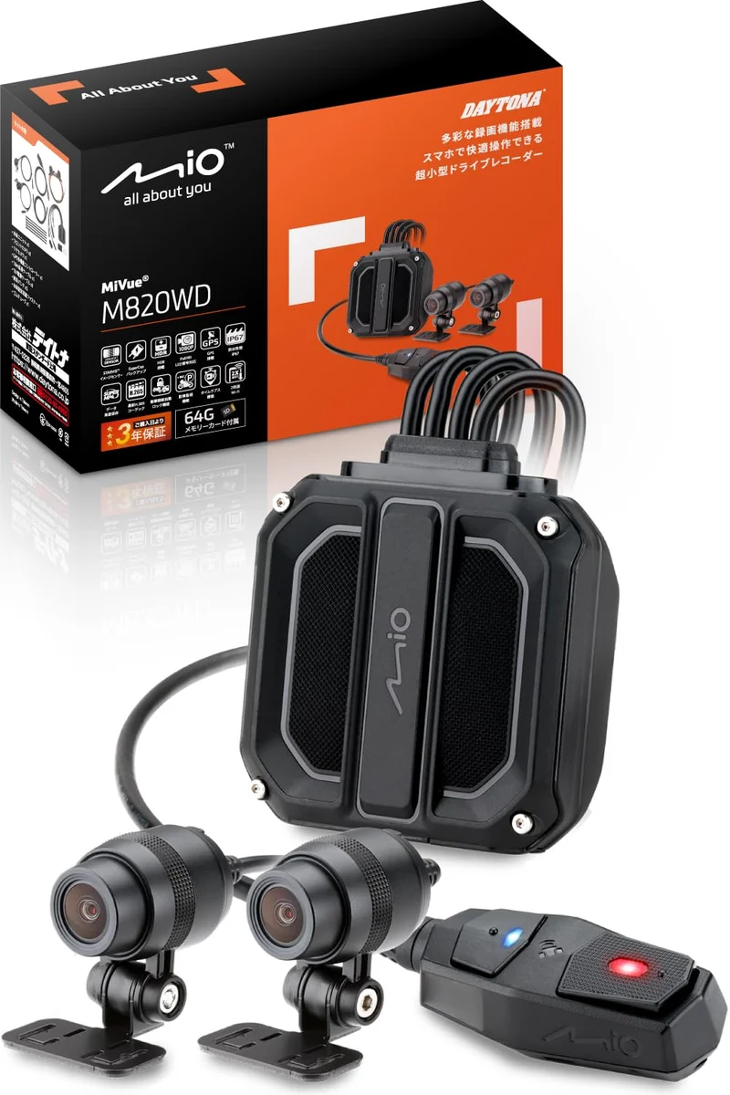 Mio MiVue M820WD Motorcycle Front/Rear 2‑Cam Dashcam Full HD 64GB