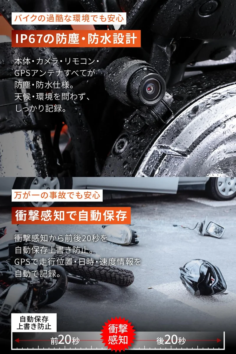 Mio MiVue M820WD Motorcycle Front/Rear 2‑Cam Dashcam Full HD 64GB