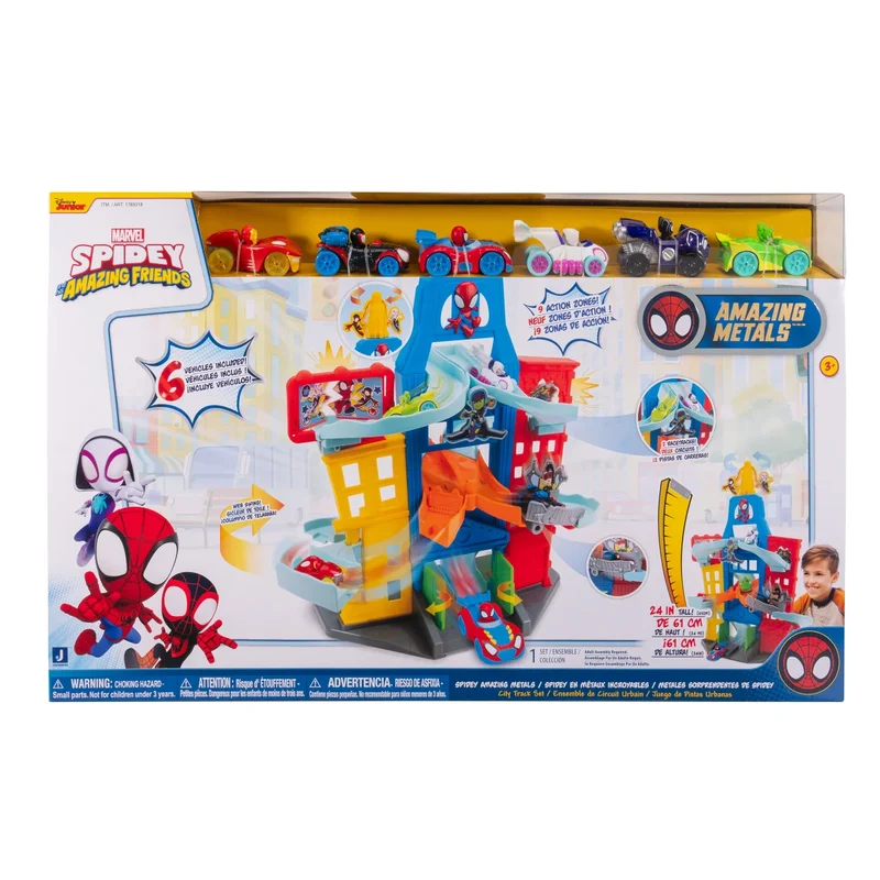 JAZWARES - Spidey et Ses Amis Extraordinaires Ensemble de Circuit Urbain Spidey en Métaux Incroyables