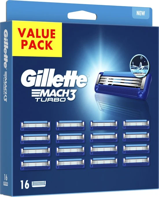 Gillette Mach3 Turbo - Scheermesjes Voor Mannen - 16 Navulmesjes