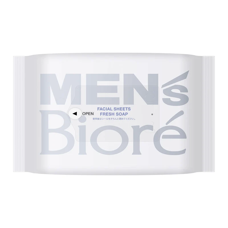 Men'S Biore Face Wash Sheets Clean Soap Scent Portable 20 Sheets for Men