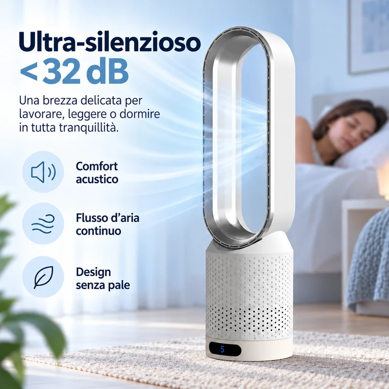 AirPure – Ventilatore a torre senza pale ultra silenzioso (< 32 dB)
