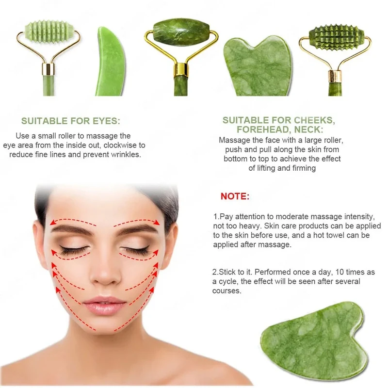 RollPro | Set di Rulli per Viso in Giada Gua Sha (4PCS)